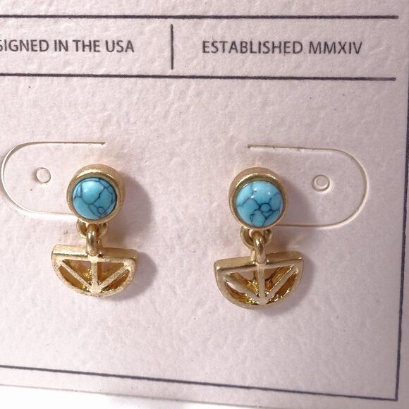 Nordstrom Melrose and Market Turq Stone Cut Out Arrow Drop Earrings NWT 45 - Picture 4 of 8
